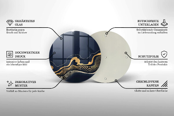 Steklena podloga za rezanje Abstraktne zlate črte