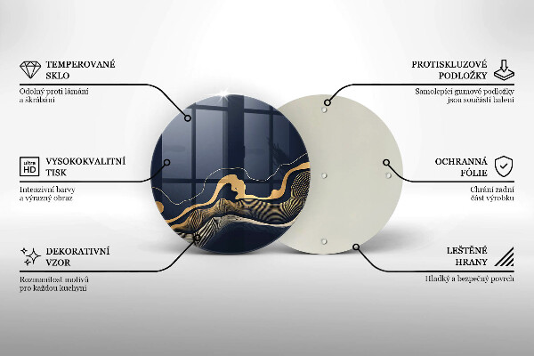 Steklena podloga za rezanje Abstraktne zlate črte