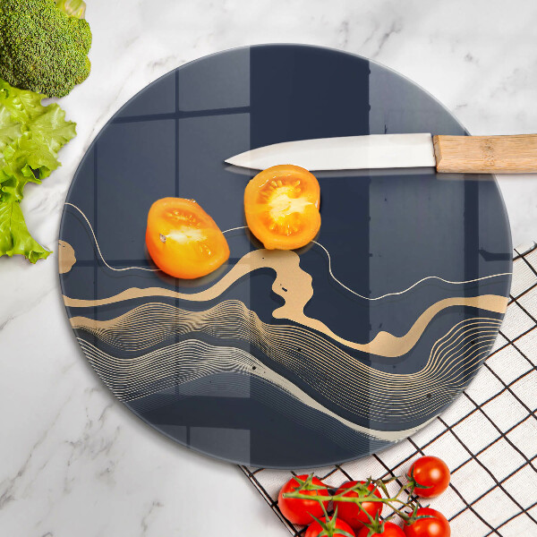 Steklena podloga za rezanje Abstraktne zlate črte