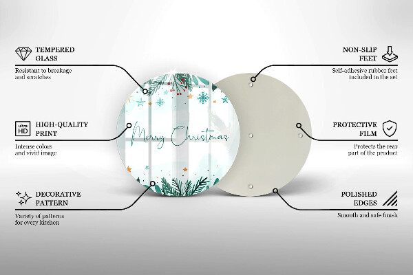 Steklena podloga za rezanje Merry Christmas