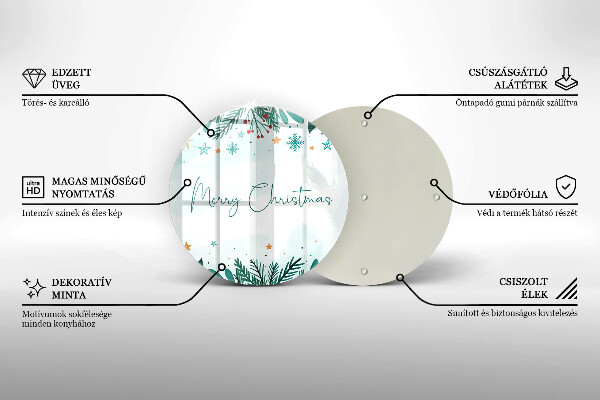 Steklena podloga za rezanje Merry Christmas