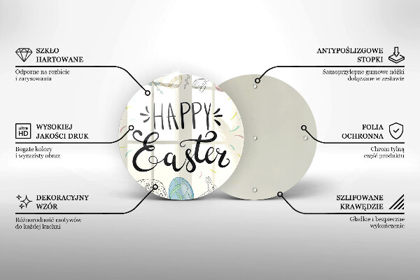 Steklena podloga za rezanje Happy Easter
