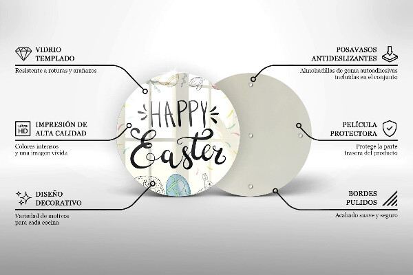Steklena podloga za rezanje Happy Easter