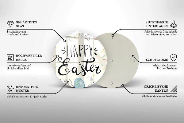 Steklena podloga za rezanje Happy Easter