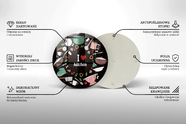 Steklena podloga za rezanje Ilustracija Obožujem kuhinjo