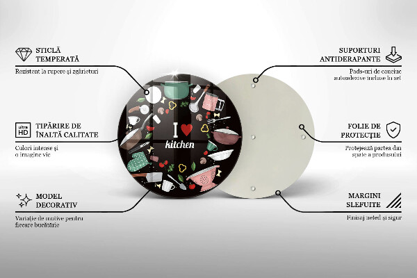 Steklena podloga za rezanje Ilustracija Obožujem kuhinjo