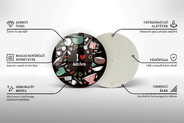 Steklena podloga za rezanje Ilustracija Obožujem kuhinjo