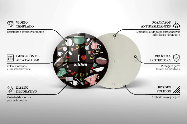 Steklena podloga za rezanje Ilustracija Obožujem kuhinjo