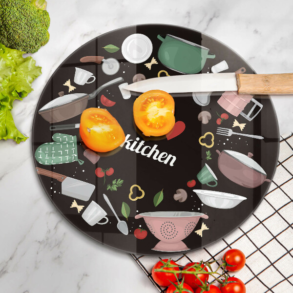 Steklena podloga za rezanje Ilustracija Obožujem kuhinjo