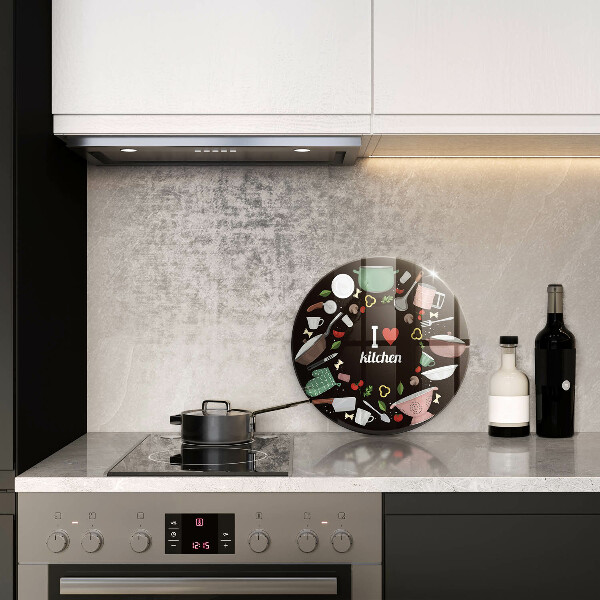 Steklena podloga za rezanje Ilustracija Obožujem kuhinjo