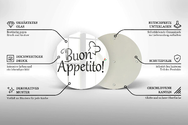 Steklena podloga za rezanje Buon Appetito!