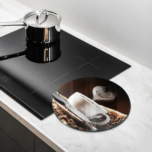 Steklena podloga za rezanje Kava in skodelica