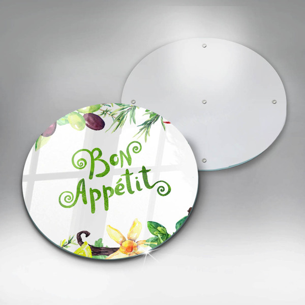 Steklena podloga za rezanje Napis Bon Appetit