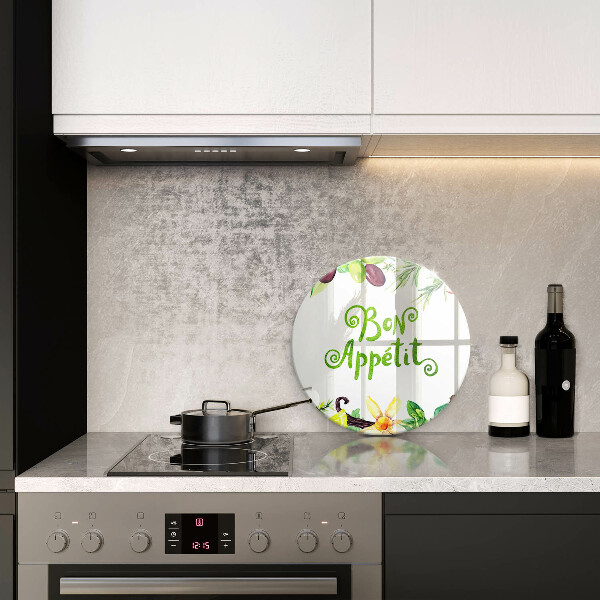 Steklena podloga za rezanje Napis Bon Appetit