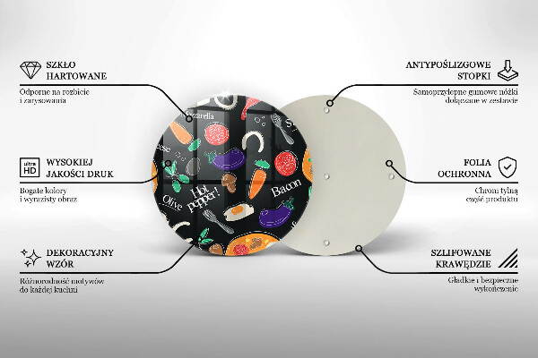 Steklena podloga za rezanje Ilustracija hrane