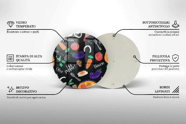 Steklena podloga za rezanje Ilustracija hrane