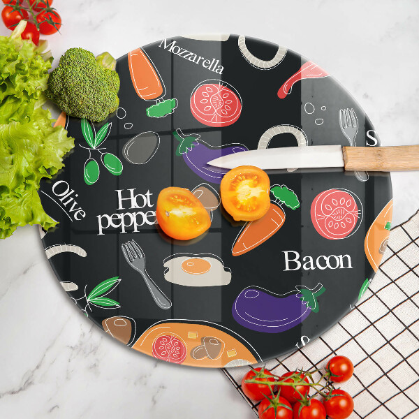 Steklena podloga za rezanje Ilustracija hrane