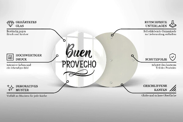 Steklena podloga za rezanje Buen provecho