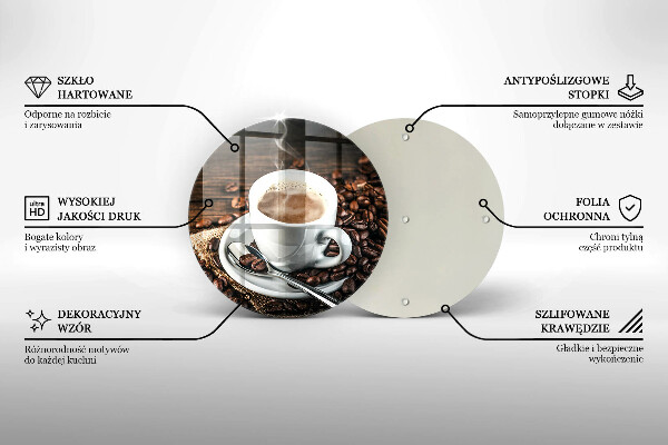 Steklena podloga za rezanje Skodelica in kavna zrna