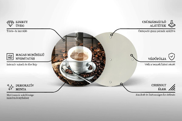 Steklena podloga za rezanje Skodelica in kavna zrna