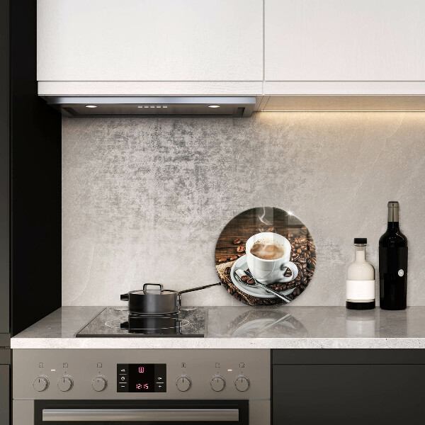 Steklena podloga za rezanje Skodelica in kavna zrna