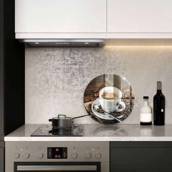 Steklena podloga za rezanje Skodelica in kavna zrna