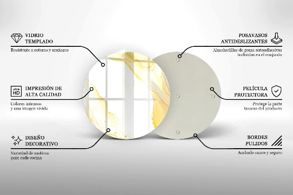 Steklena podloga za rezanje Zlata abstrakcija