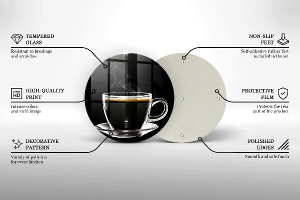 Steklena podloga za rezanje Kozarec vroče kave