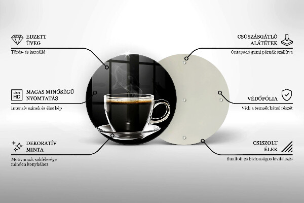 Steklena podloga za rezanje Kozarec vroče kave