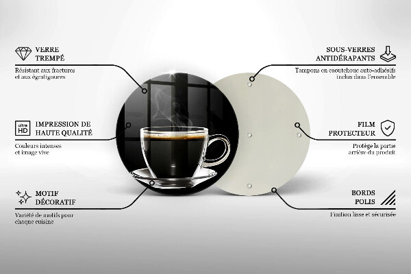 Steklena podloga za rezanje Kozarec vroče kave