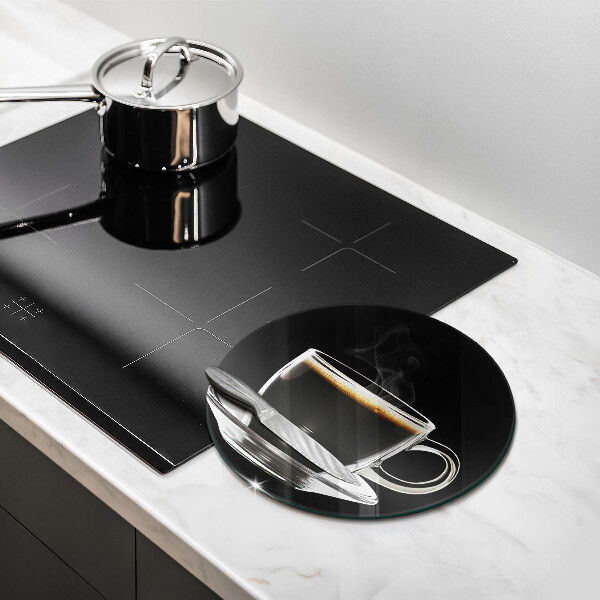 Steklena podloga za rezanje Kozarec vroče kave