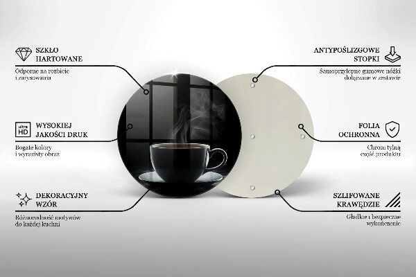 Steklena podloga za rezanje Vroča skodelica kave