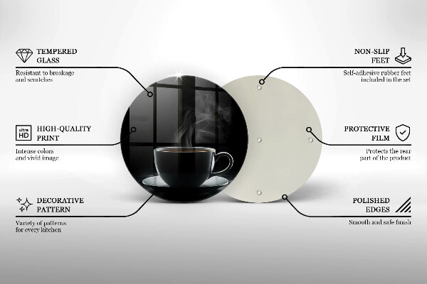Steklena podloga za rezanje Vroča skodelica kave