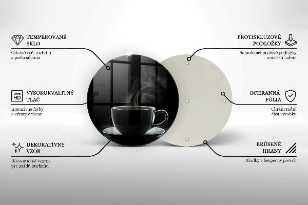 Steklena podloga za rezanje Vroča skodelica kave