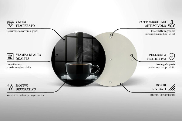 Steklena podloga za rezanje Vroča skodelica kave