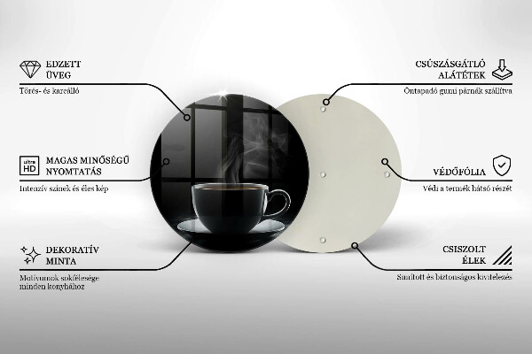 Steklena podloga za rezanje Vroča skodelica kave