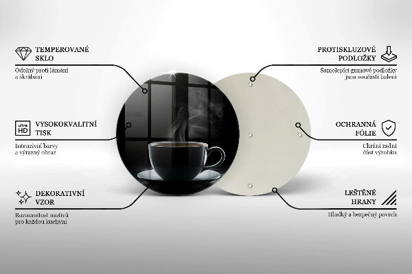 Steklena podloga za rezanje Vroča skodelica kave