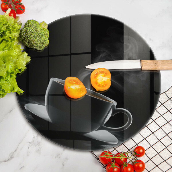 Steklena podloga za rezanje Vroča skodelica kave