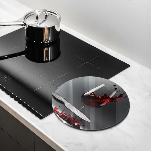 Steklena podloga za rezanje Rdeče vino v kozarcu