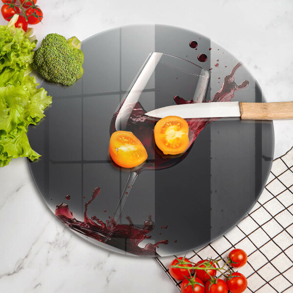 Steklena podloga za rezanje Rdeče vino v kozarcu