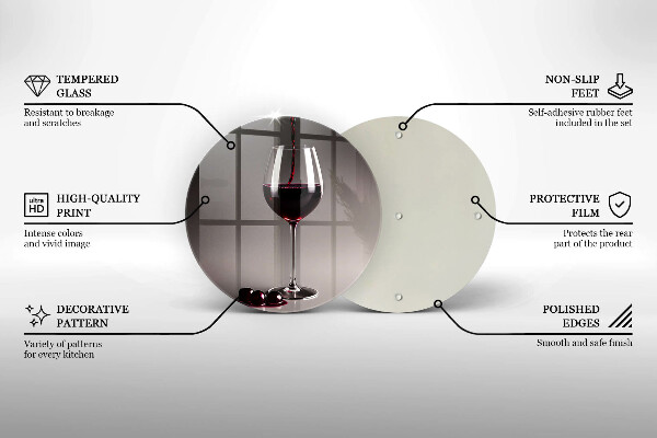 Steklena podloga za rezanje Kozarec in grozdje