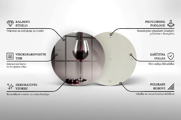 Steklena podloga za rezanje Kozarec in grozdje