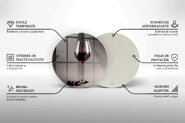Steklena podloga za rezanje Kozarec in grozdje