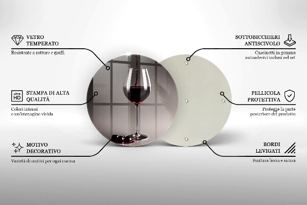 Steklena podloga za rezanje Kozarec in grozdje