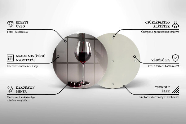 Steklena podloga za rezanje Kozarec in grozdje