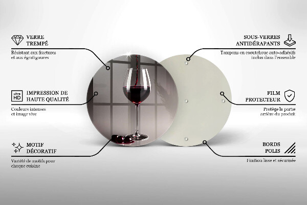 Steklena podloga za rezanje Kozarec in grozdje