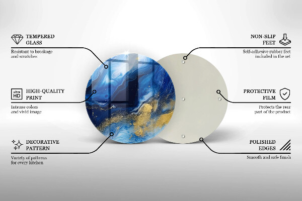 Steklena podloga za rezanje Modri marmor in zlato