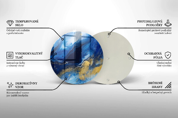 Steklena podloga za rezanje Modri marmor in zlato