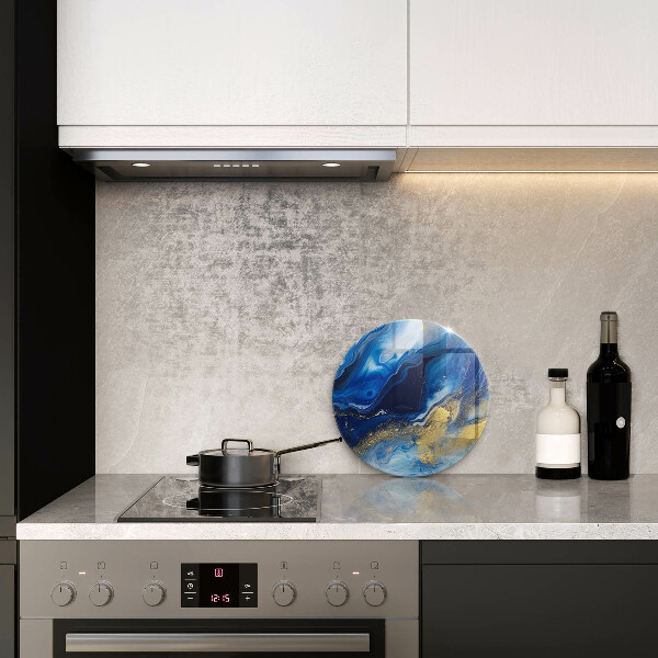 Steklena podloga za rezanje Modri marmor in zlato