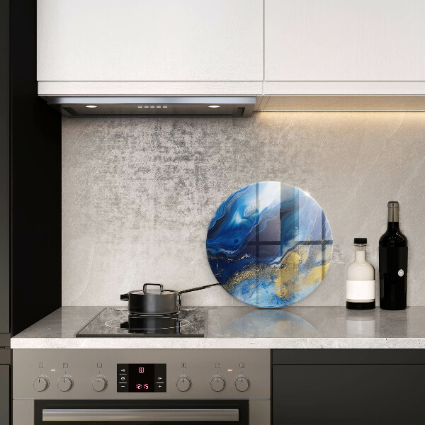 Steklena podloga za rezanje Modri marmor in zlato